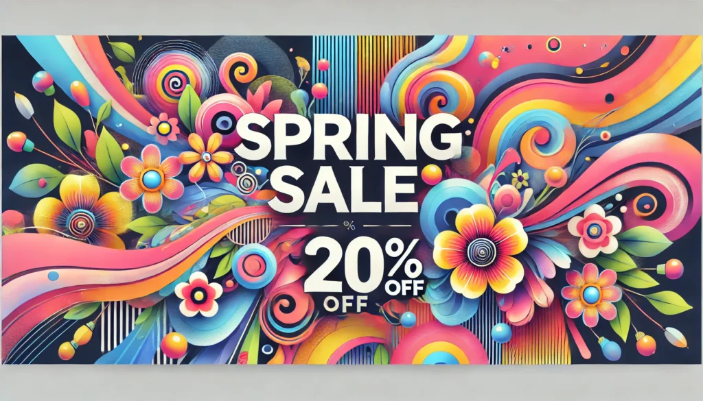 DALL·E 2025-04-18 20.09.32 - A vibrant, eye-catching website banner for a graphic design company. The banner features a colorful spring theme with blooming flowers, swirling patte